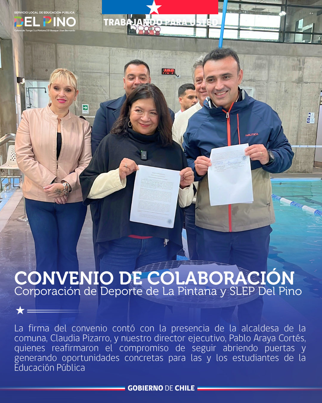 Estudiantes de La Pintana accederán a clases de natación gracias a convenio entre SLEP Del Pino y el Municipio